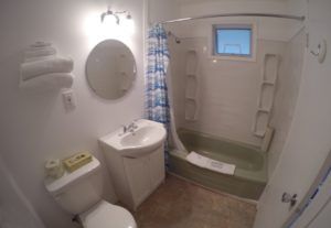 Bathroom in Room 7 at Jasper Way Inn lodging in Clearwater, BC