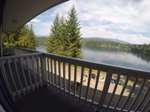 Balcony, lake viewin Room 8 at Jasper Way Inn lodging in Clearwater, BC